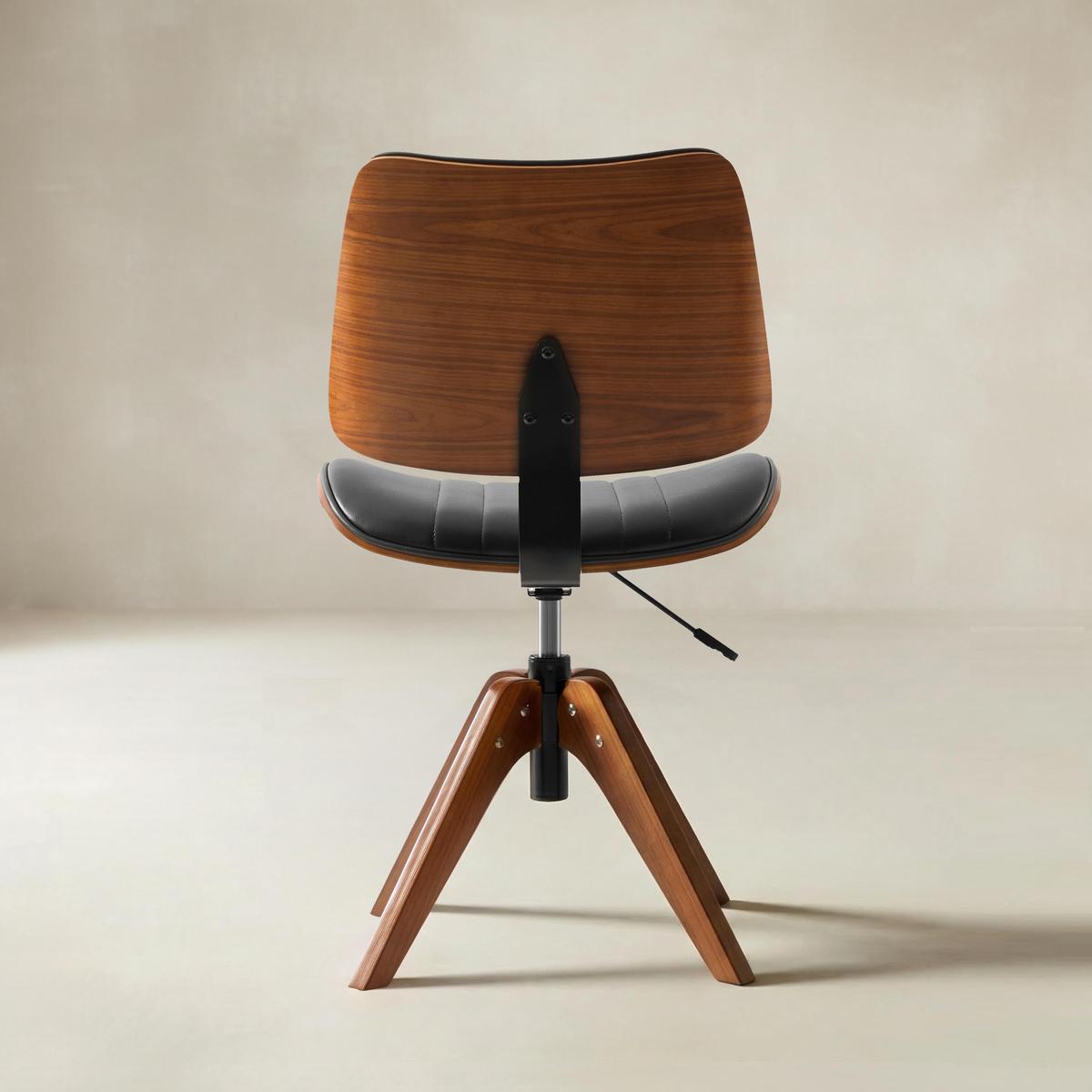 Griselda Adjustable Office Chair with Curved Wood Backrest