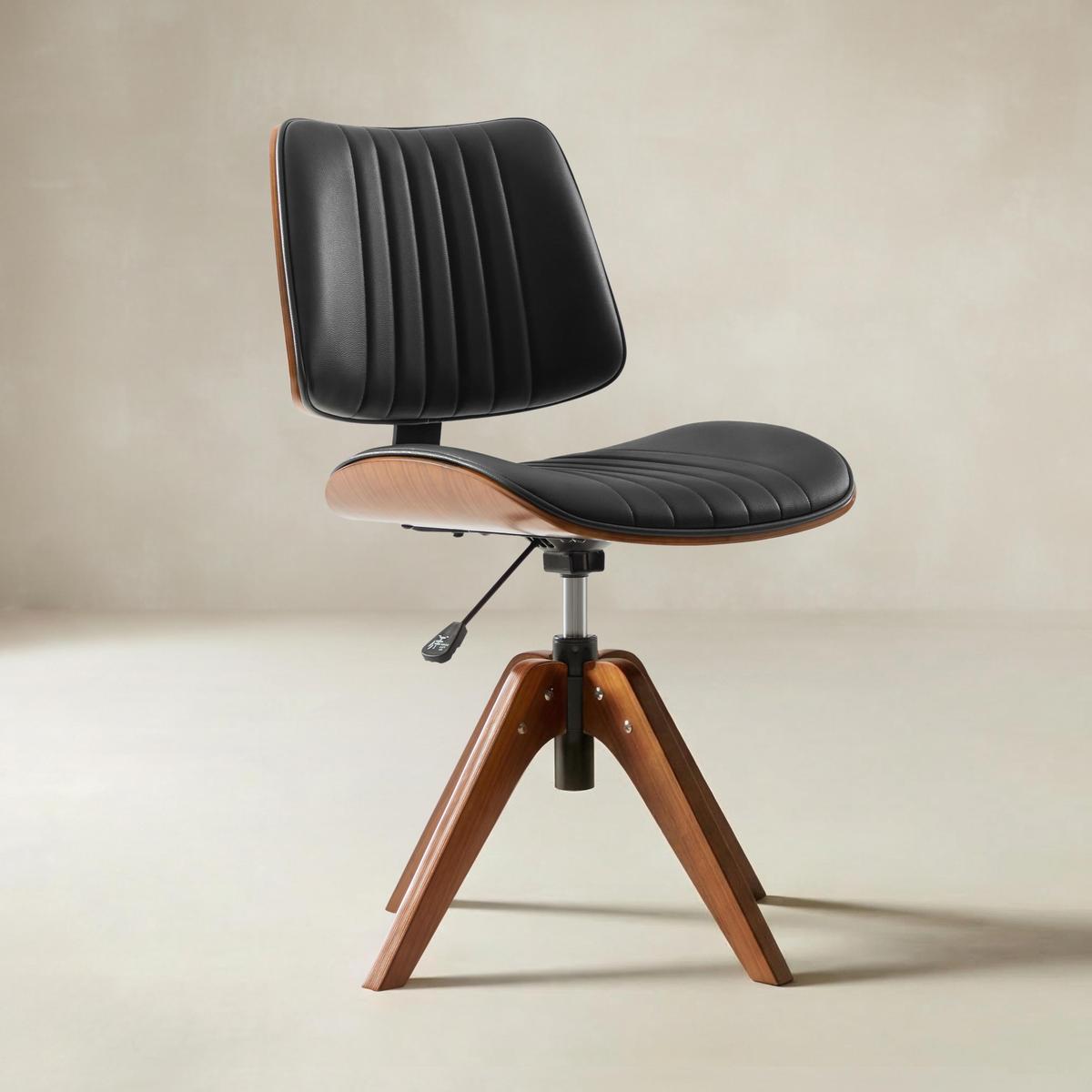 Griselda Adjustable Office Chair with Curved Wood Backrest