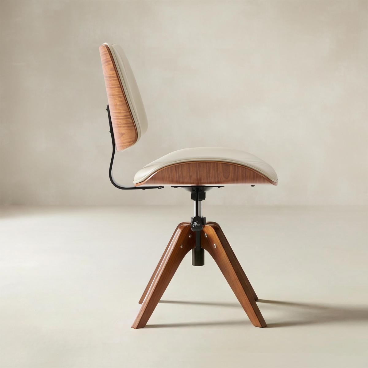 Griselda Adjustable Office Chair with Curved Wood Backrest