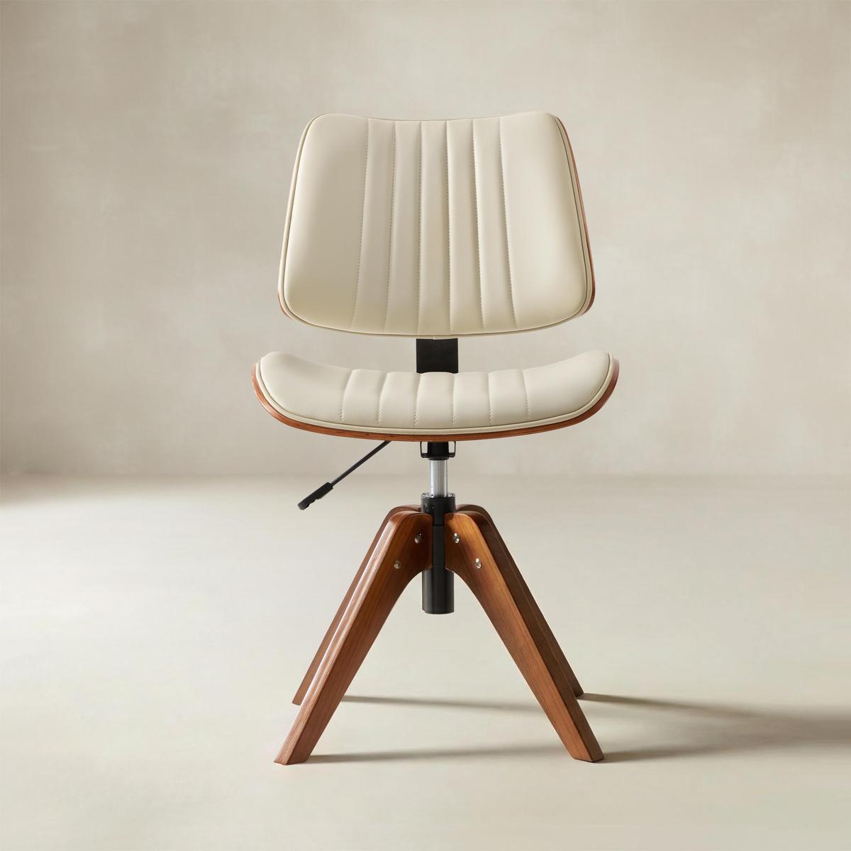 Griselda Adjustable Office Chair with Curved Wood Backrest