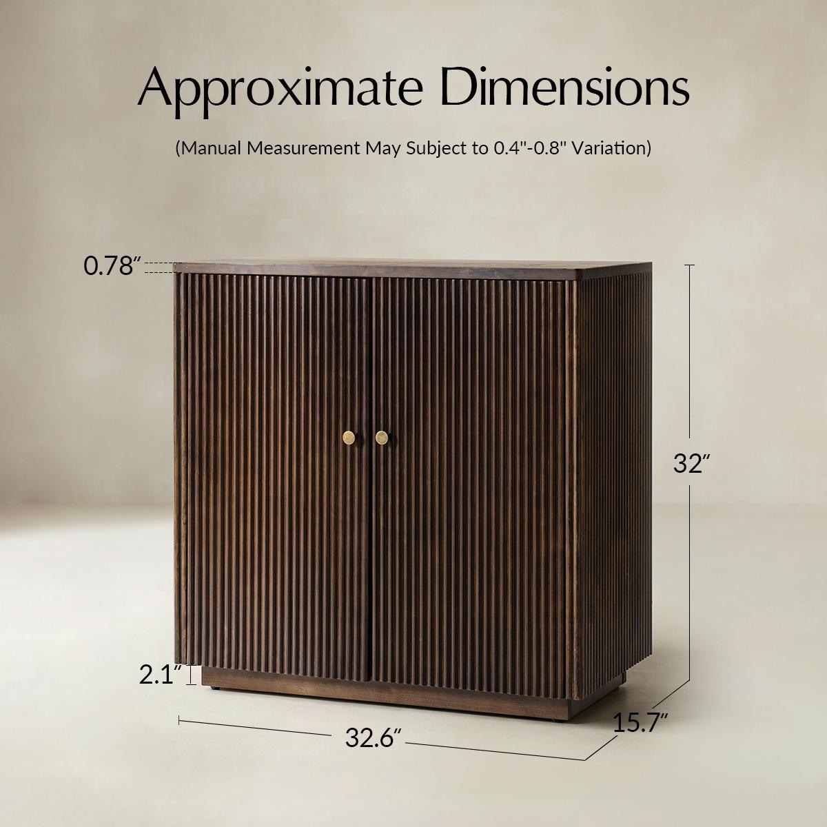 Modern Fluted Solid Wood 32" Tall 2 Door Accent Cabinet with Cable Management & Adjustable Shelf
