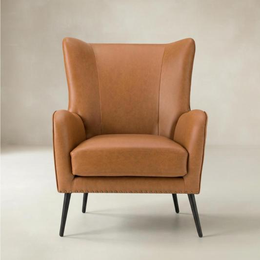 Shepherd Wingback Vegan Leather Armchair - HULALA HOME
