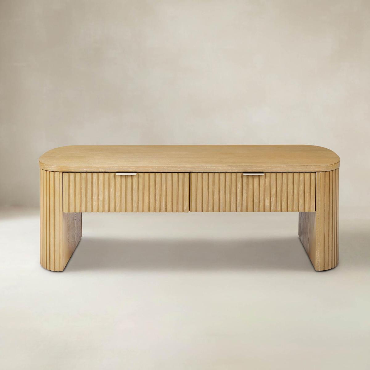 Filipo Modern Fluted Coffee Table with Drawers