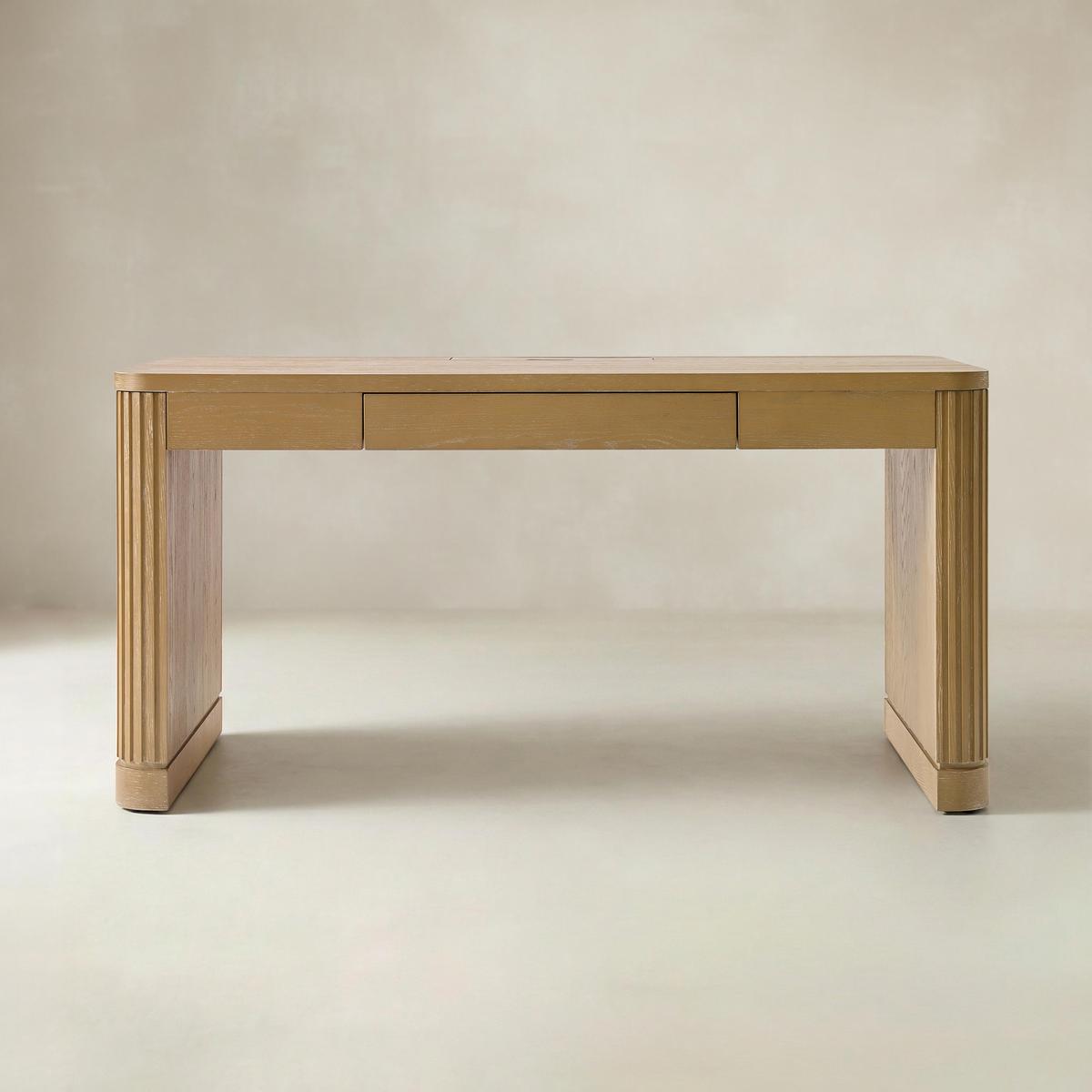 Modern Fluted Wood Office Desk