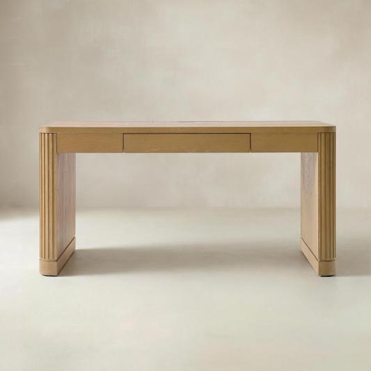 Modern Fluted Wood Office Desk