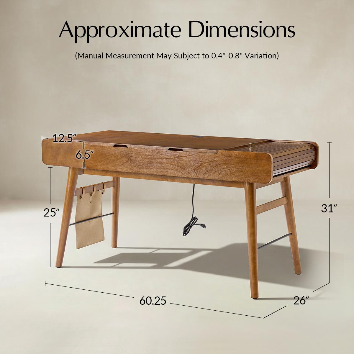 Reg Mid-Century Modern Sit-Stand Desk with Storage & USB Charging
