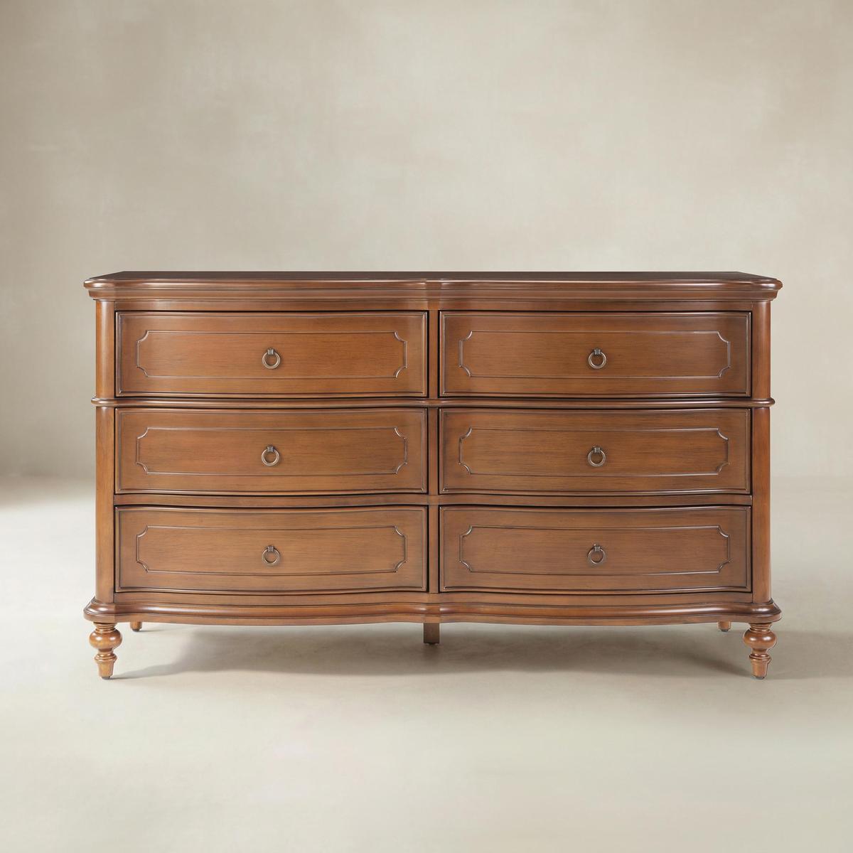Bernhard Classic Wooden Dresser with Bowed Front & Antique Bronze Pulls