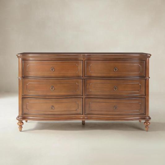 Bernhard Classic Wooden Dresser with Bowed Front &amp; Antique Bronze Pulls