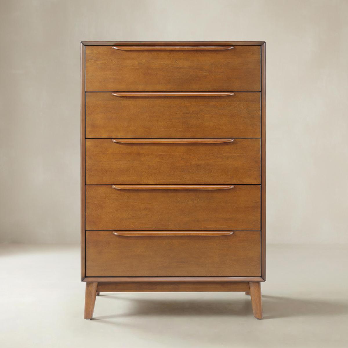 Raimunda 5-Drawer Chest Dresser with Solid Wood Frame