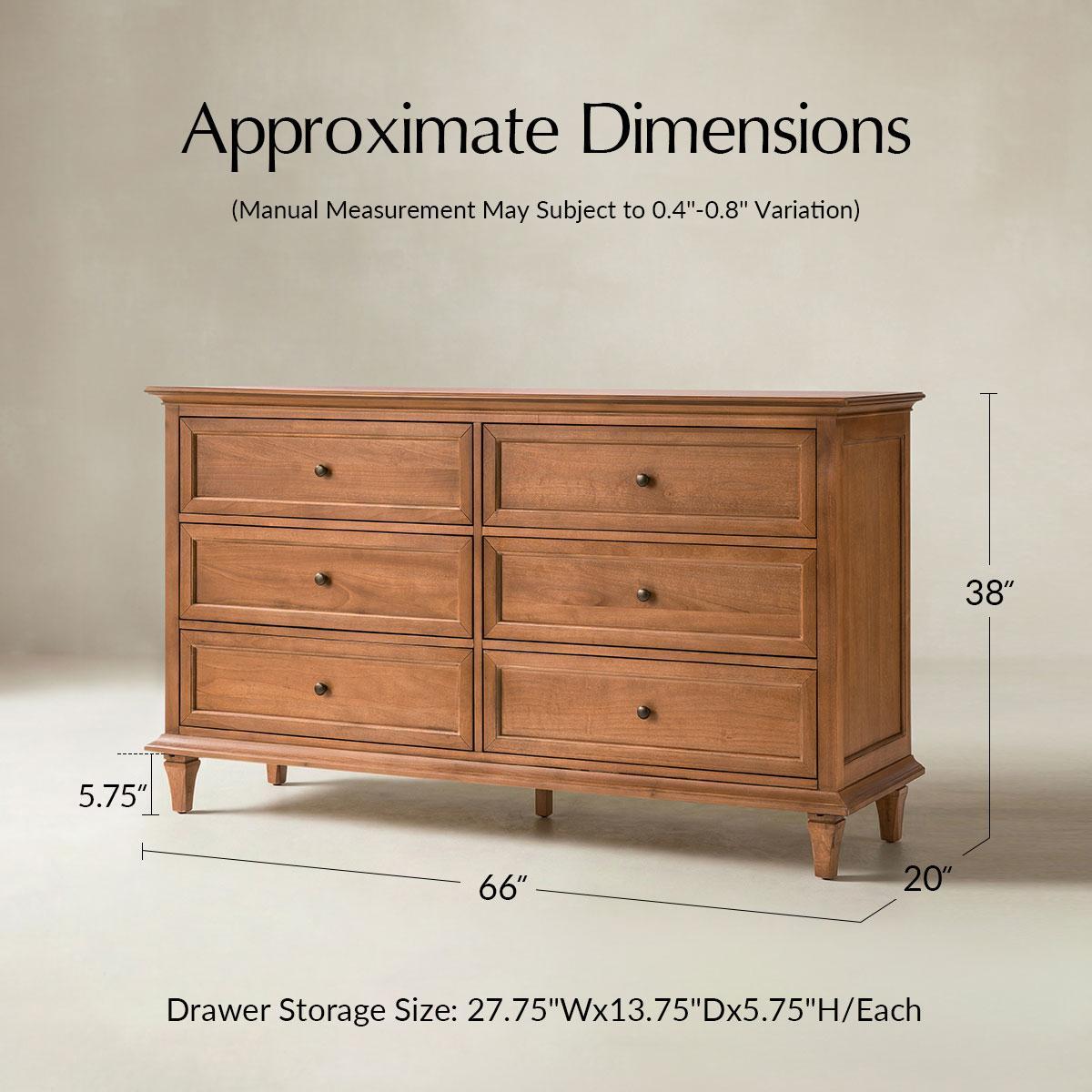 Mornay Transitional Solid Wood 6-Drawer Dresser for Bedroom
