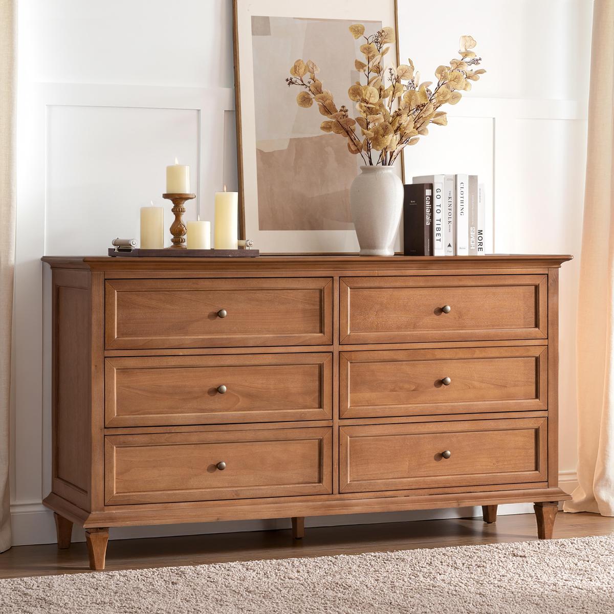 Mornay Transitional Solid Wood 6-Drawer Dresser or 3-Drawer Nightstand(Each Sold Separately)