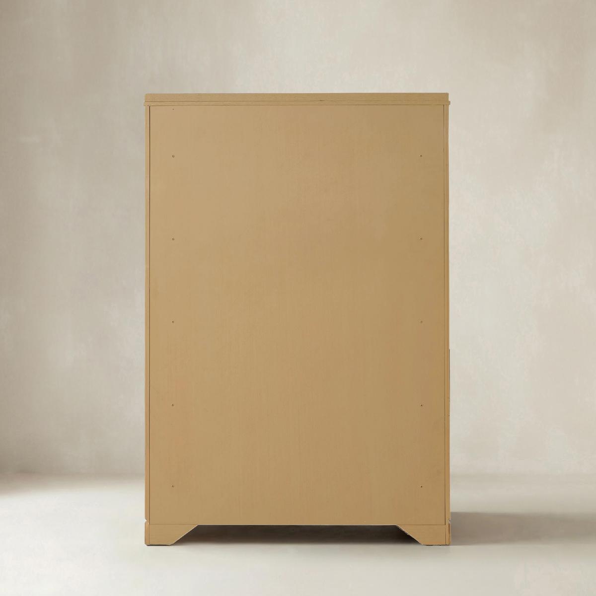 Verral Modern Solid Wood Fluted Chest with 5 Drawers & Oak Texture