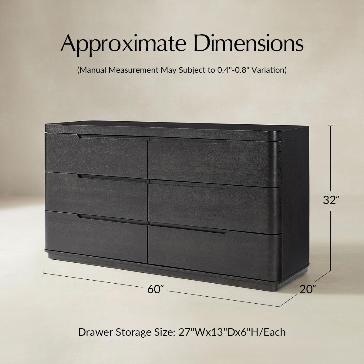 Ravona Modern Rubber Wood 6-Drawer Dresser | Hulala Home