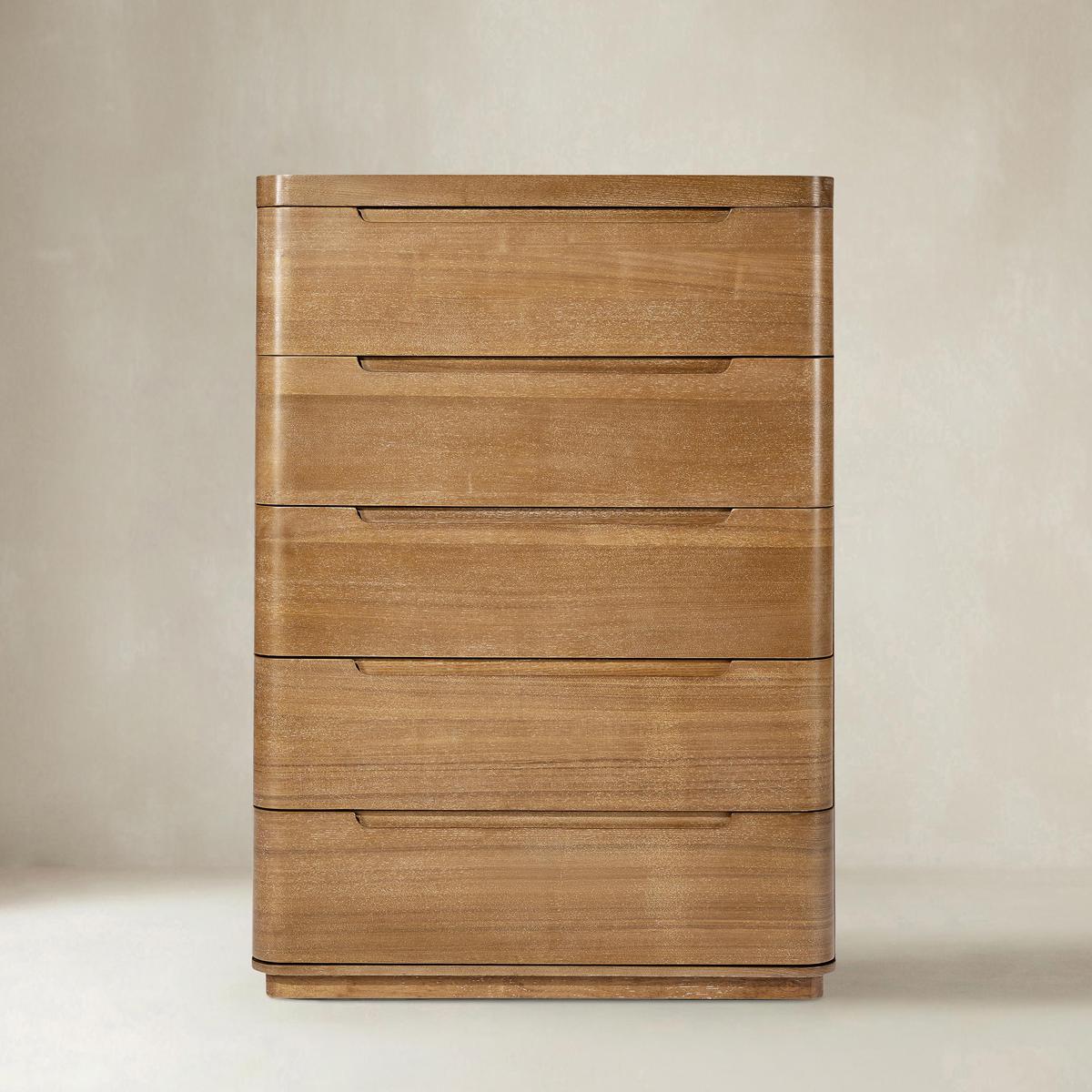 Ravona Modern Natural Wood 5-Drawer Chest