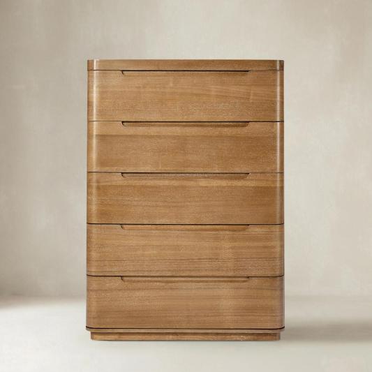 Ravona Modern Natural Wood 5-Drawer Chest