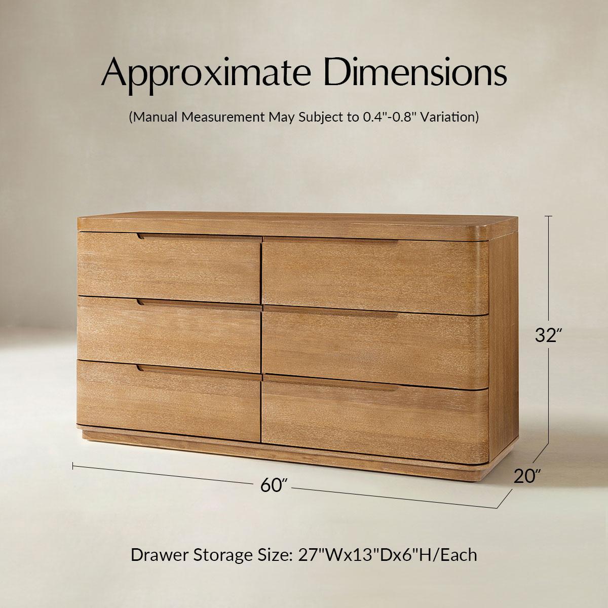 Ravona Modern Rubber Wood 6-Drawer Dresser | Hulala Home