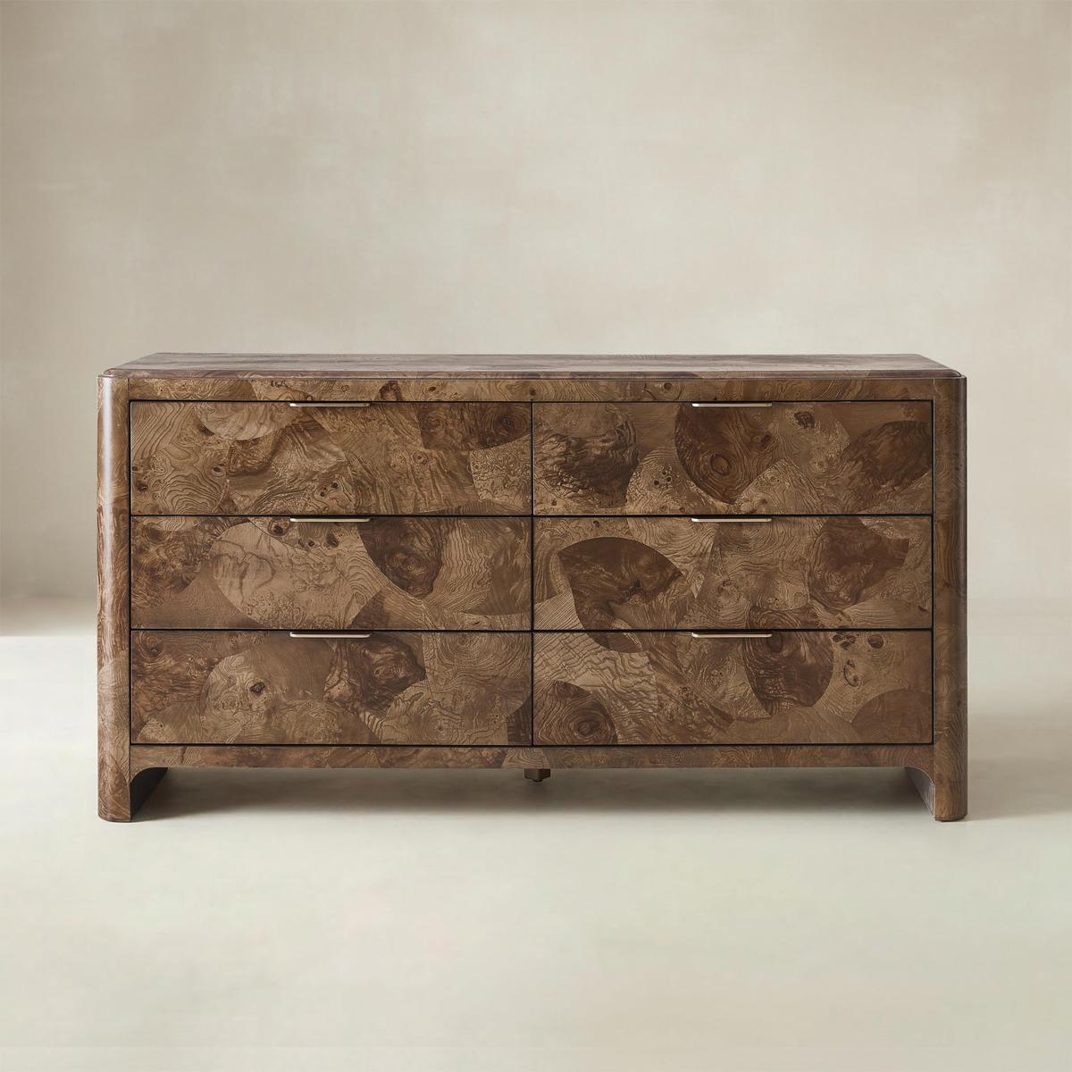 Virel Modern Marquetry 6-Drawer Dresser