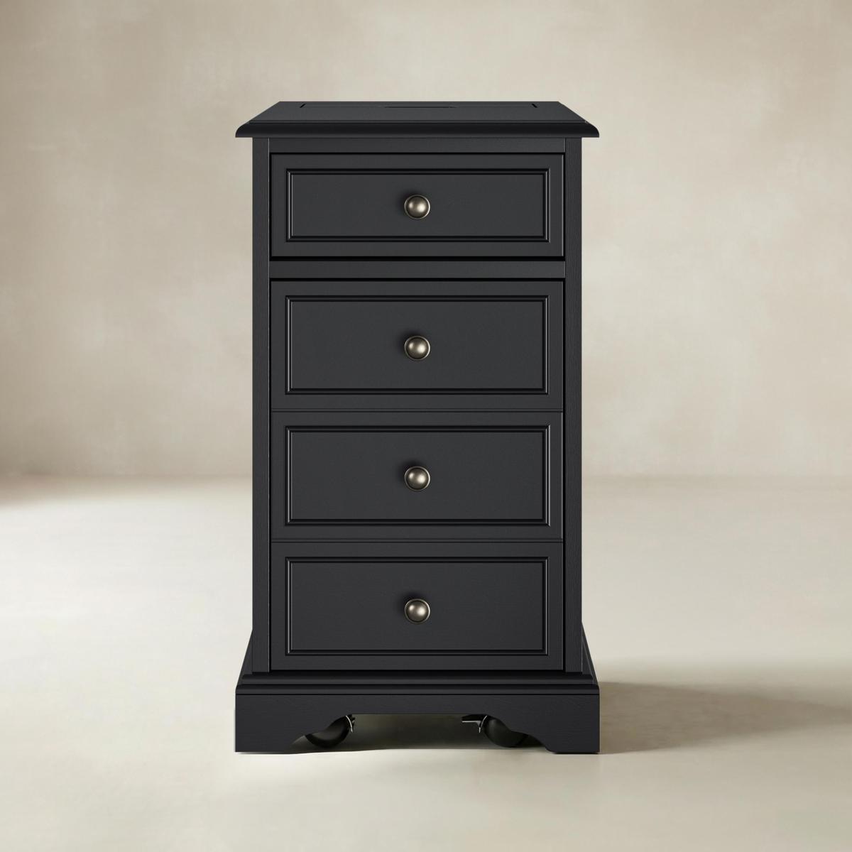 Roque Storage End Table with Hooded Wheels & Built-In Outlets(Optional Types)