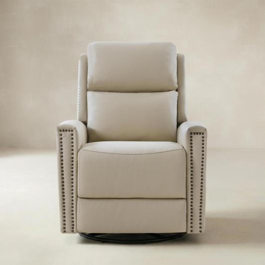 Aniceta 30.31" Wide Genuine Leather Swivel Rocker Glider Recliner