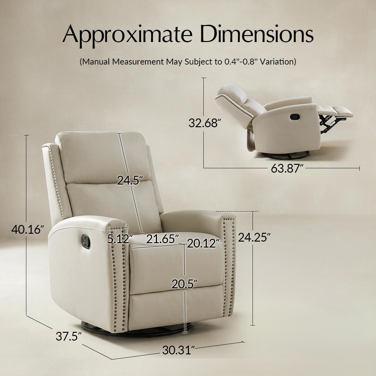 Aniceta 30.31" Wide Genuine Leather Swivel Rocker Glider Recliner