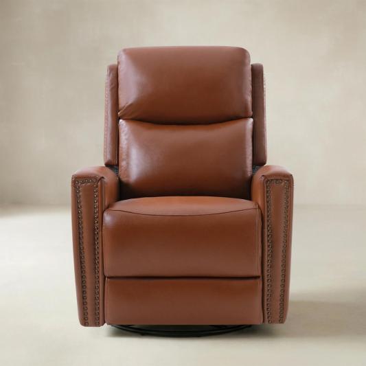 Aniceta 30.31" Wide Genuine Leather Swivel Rocker Glider Recliner