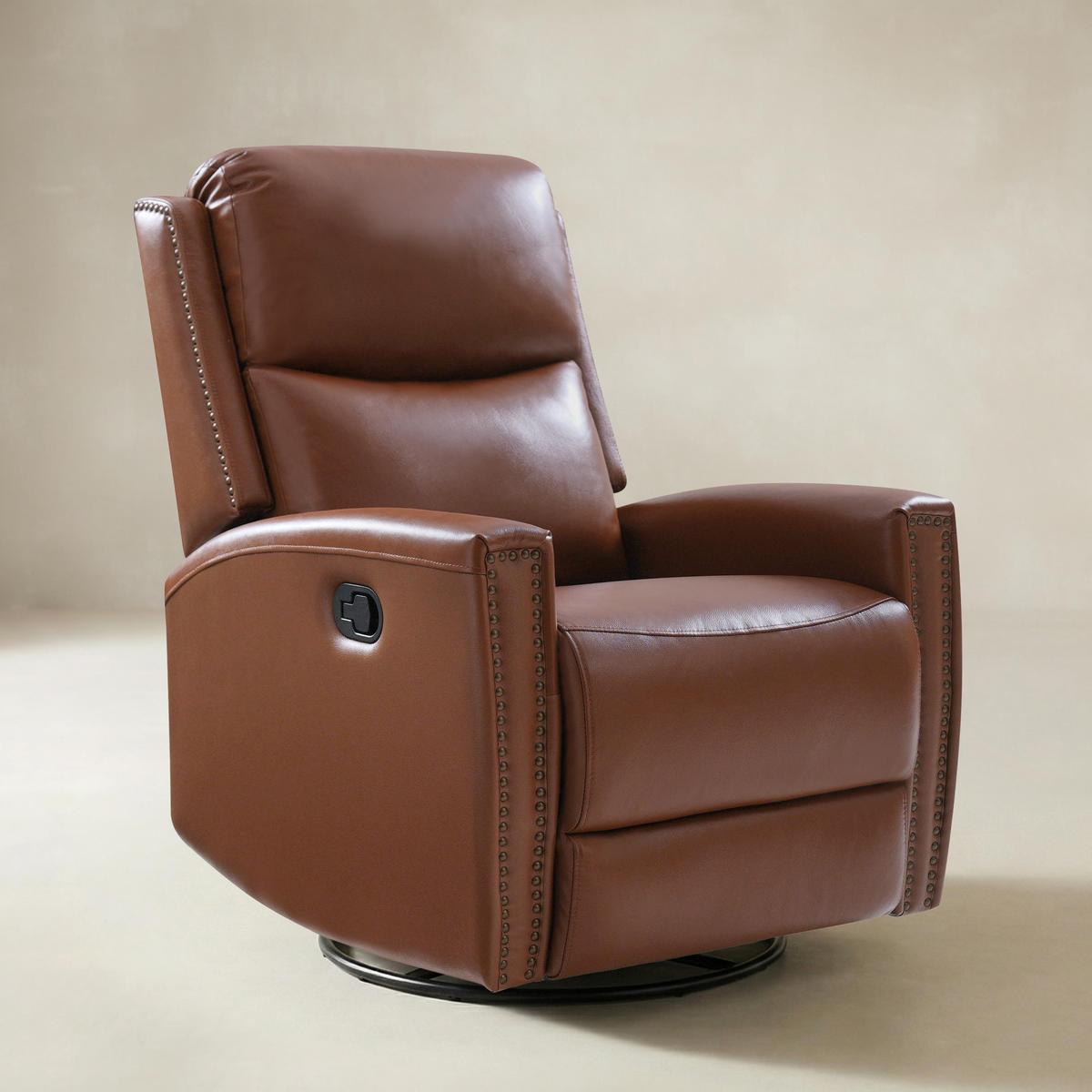 Aniceta 30.31" Wide Genuine Leather Swivel Rocker Glider Recliner