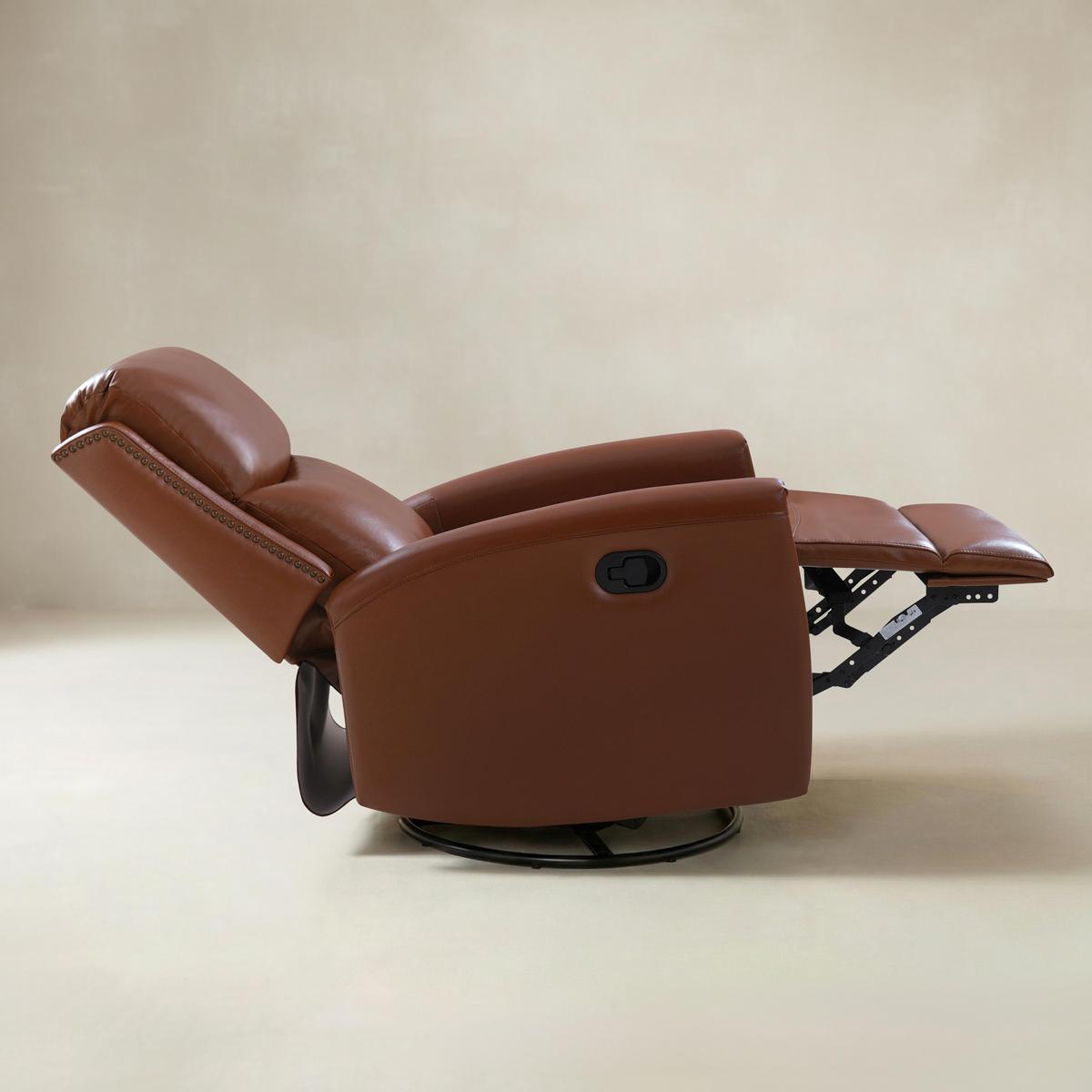 Aniceta 30.31" Wide Genuine Leather Swivel Rocker Glider Recliner