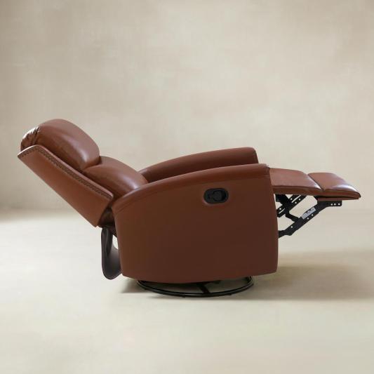 Aniceta 30.31" Wide Genuine Leather Swivel Rocker Glider Recliner