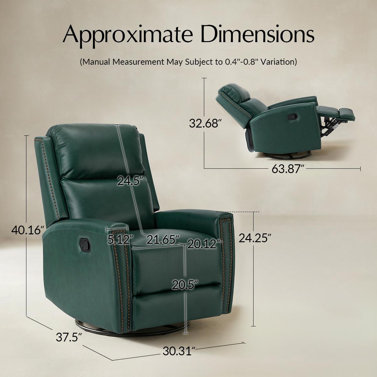 Aniceta 30.31" Wide Genuine Leather Swivel Rocker Glider Recliner