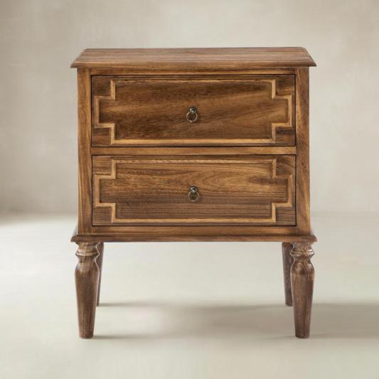Joah 28"Tall Farmhouse 2-Drawer End Table with Built-in Charging