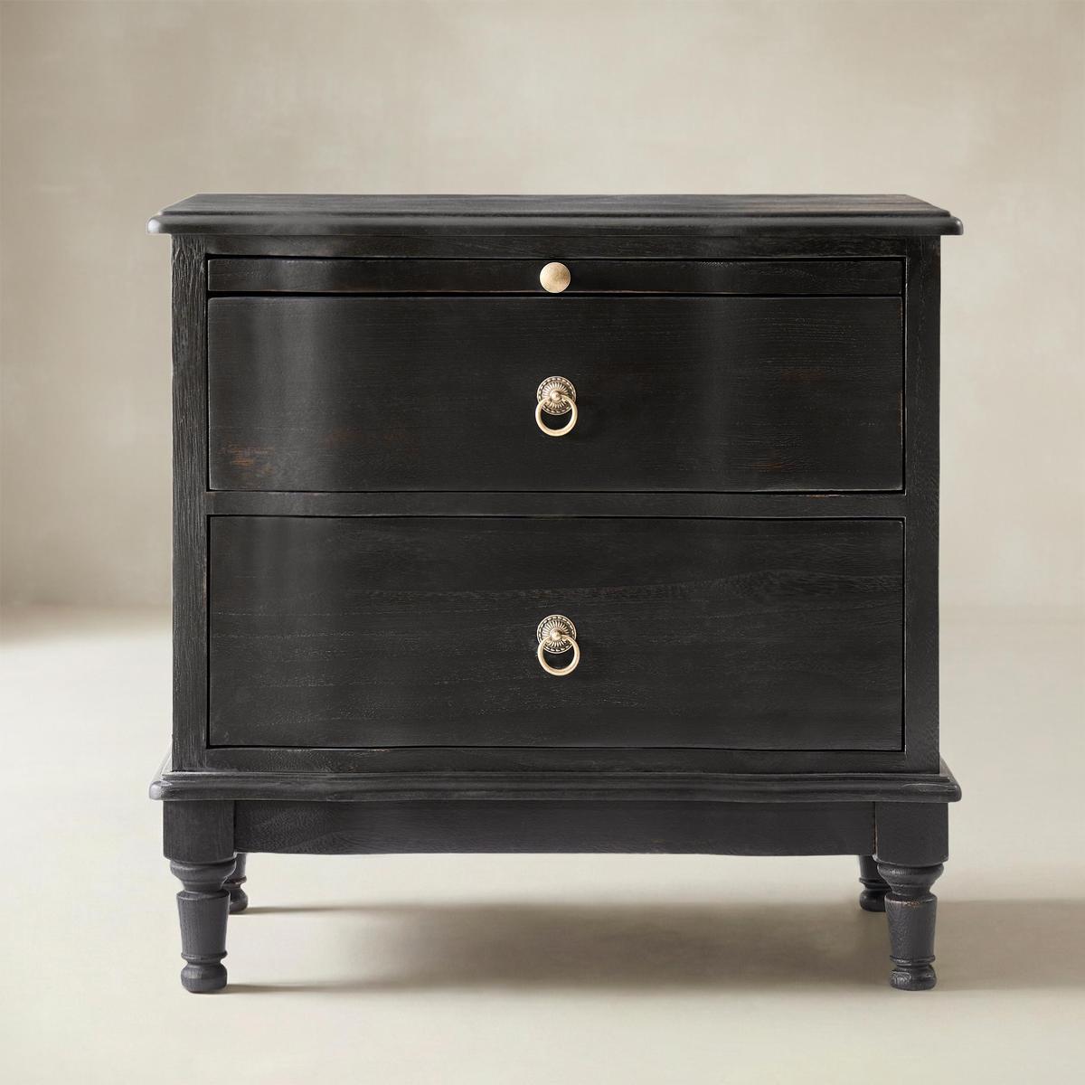 Solid Wood 2 Drawer End Table with Charging Ports & Pull-Out Shelf(Optional Types)