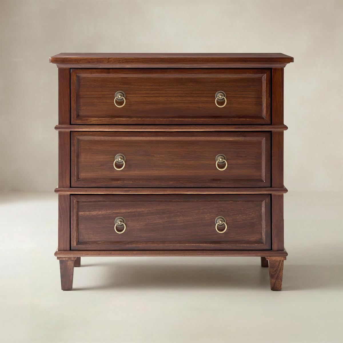 Jules Classic Solid Wood 3-Drawer End Table with USB Ports