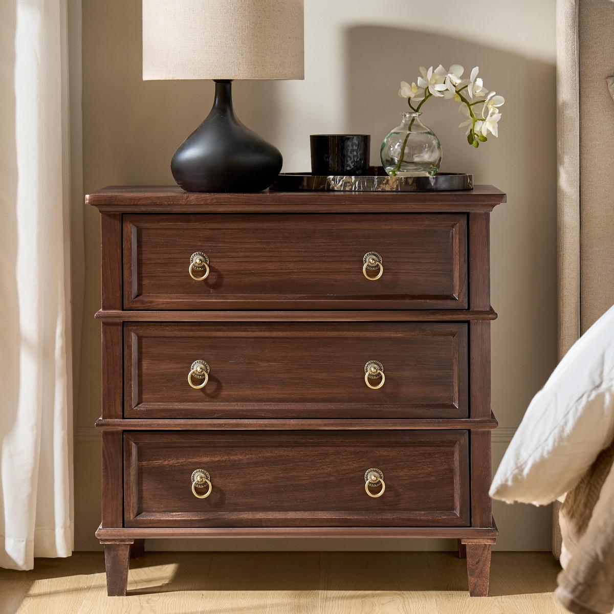 Jules Classic Solid Wood 3-Drawer End Table with USB Ports