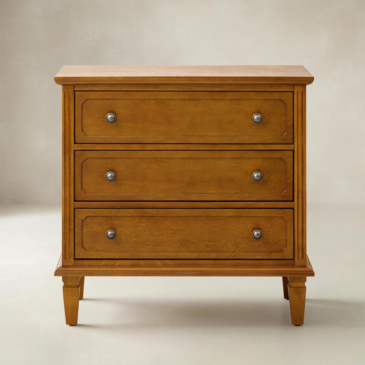 Transitional Wood Nightstand with Drawers and Power Outlet
