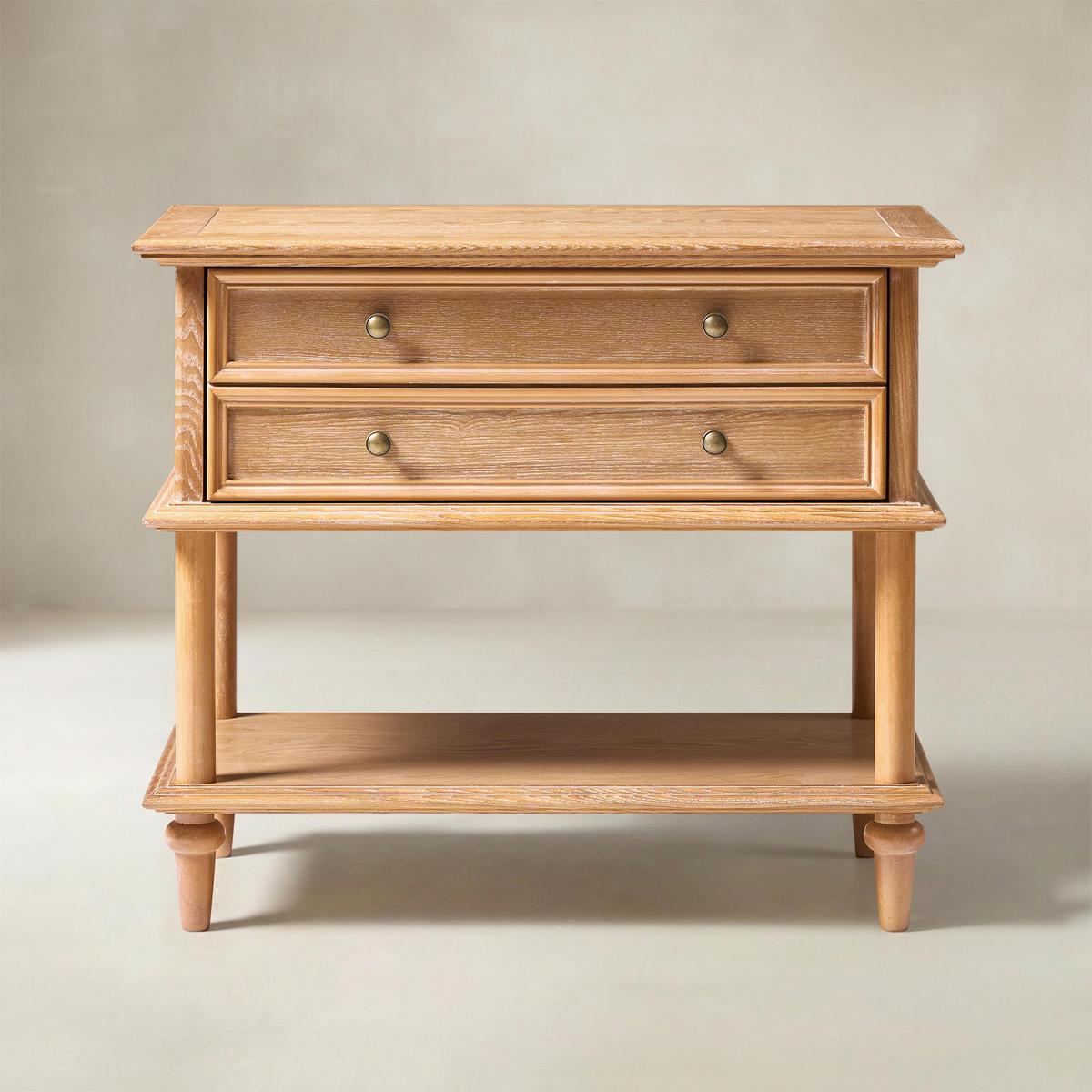 Multi-Functional Traditional Wood Nightstand with Open Shelf