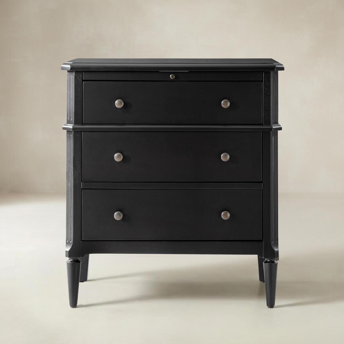 Griselda Transitional 3-Drawer End Table with Hidden Compartment, Pull-Out Tray & Power Outlet  Solid Wood Elegance