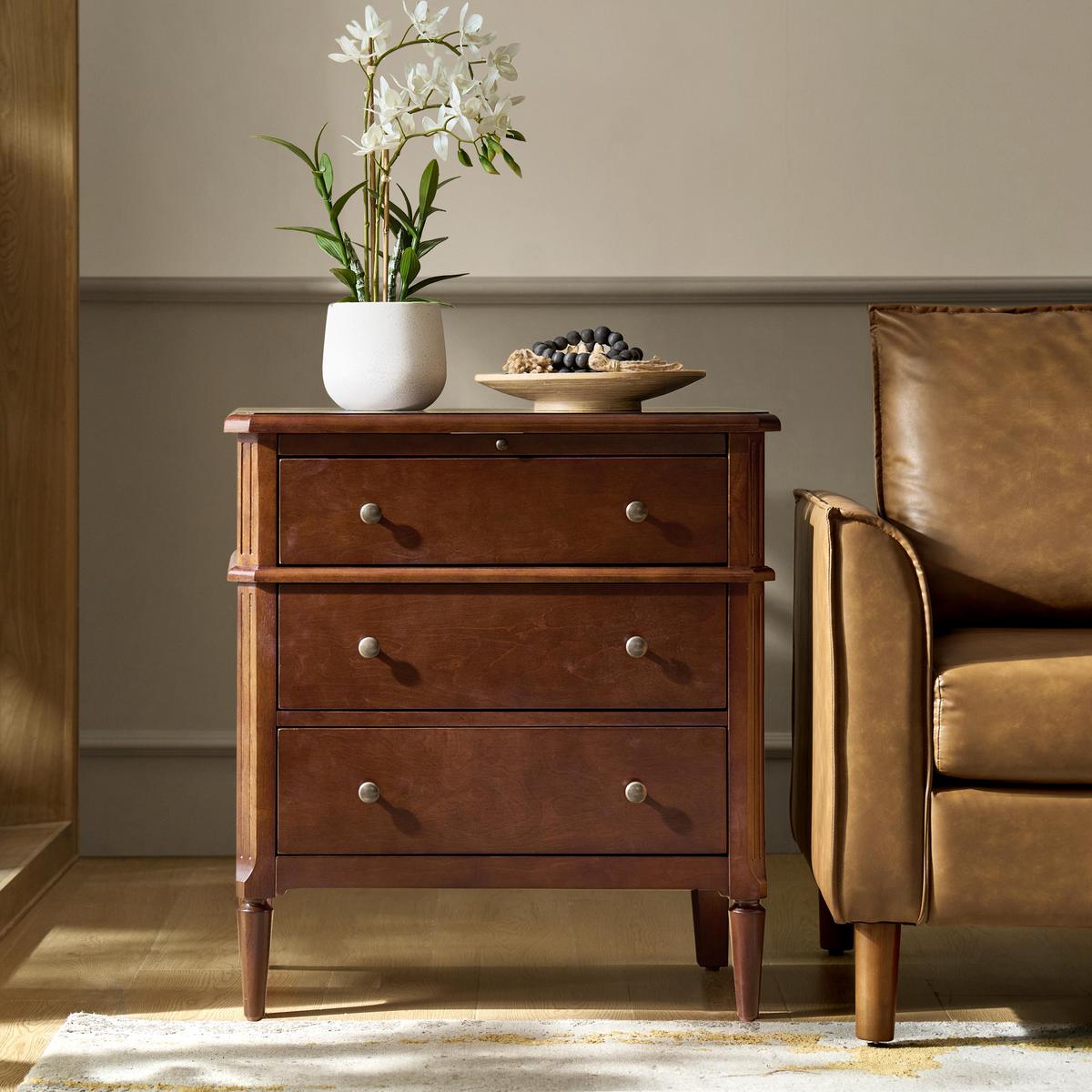 Drawer - 【セレモニー】アンプレガント　anplegant  インスタ大人気完売ジレ Griselda Transitional 3-Drawer End Table with Hidden Compartment