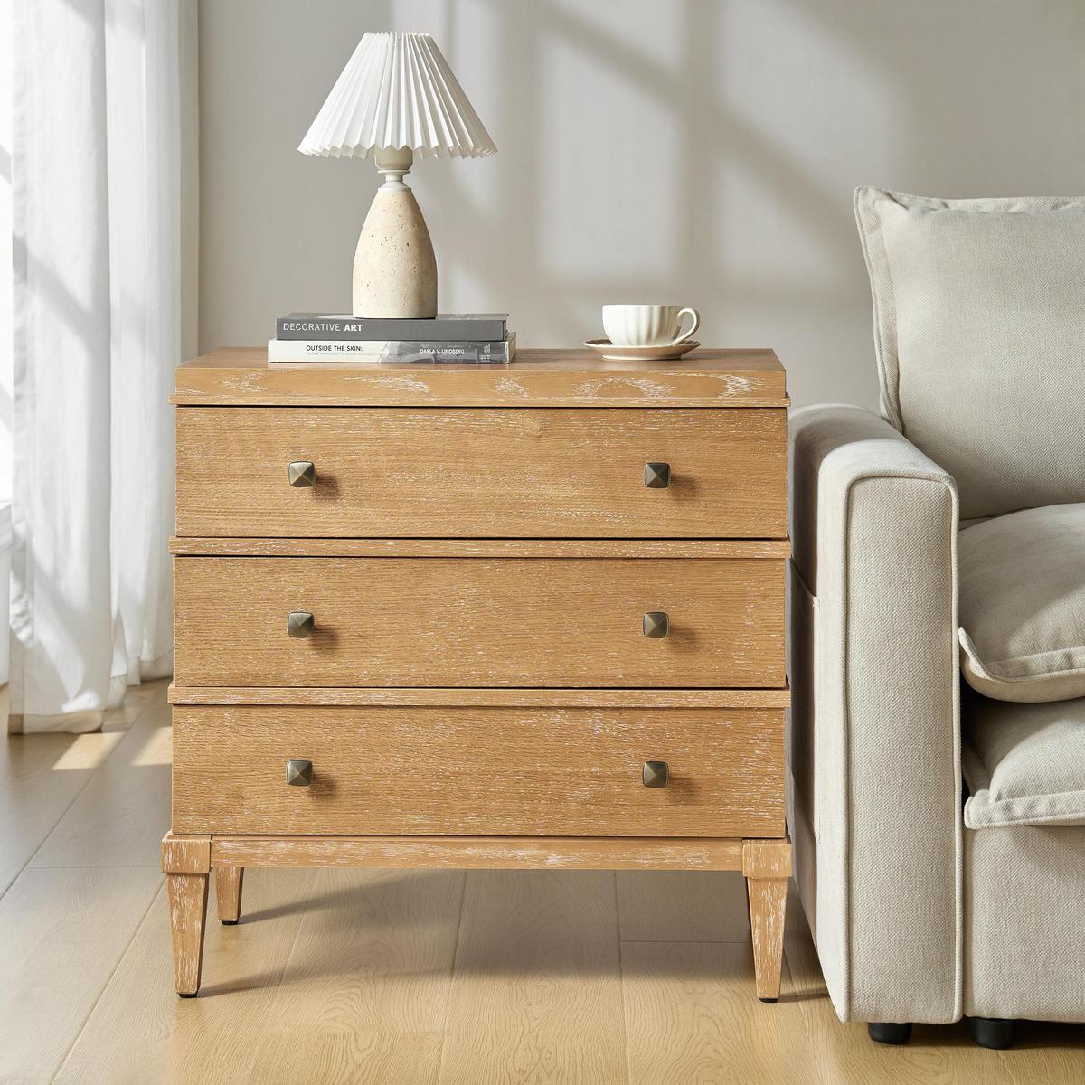 Lorenz Transitional 3-Drawer End Table - HULALA HOME