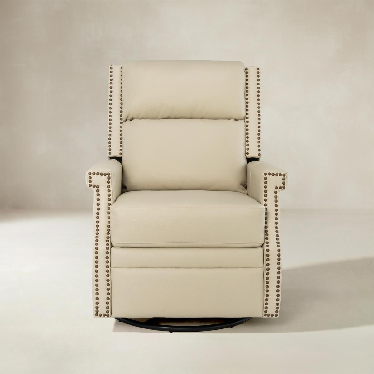 Canace Modern Genuine Leather Manual Glider Rocker Recliner