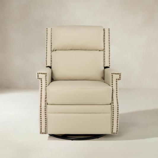 Canace Modern Genuine Leather Manual Glider Rocker Recliner