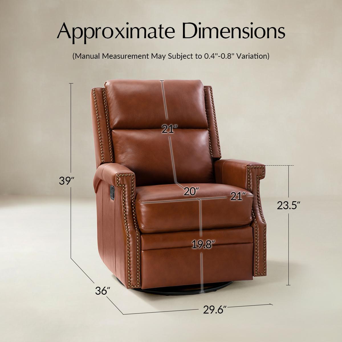 Canace Modern Genuine Leather Manual Glider Rocker Recliner