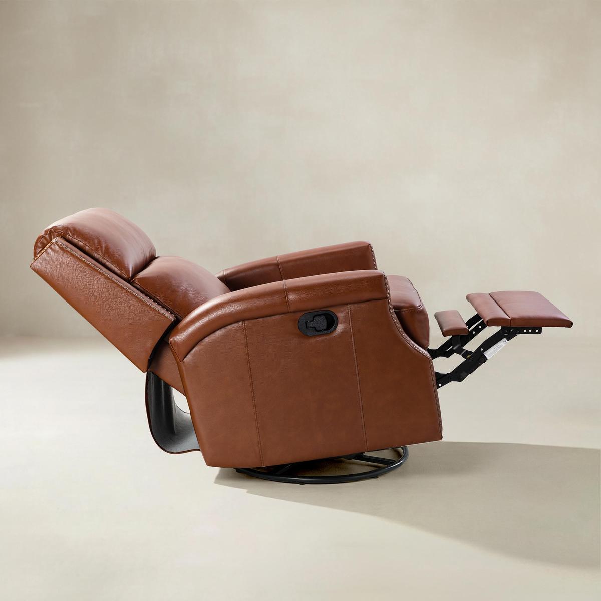 Canace Modern Genuine Leather Manual Glider Rocker Recliner