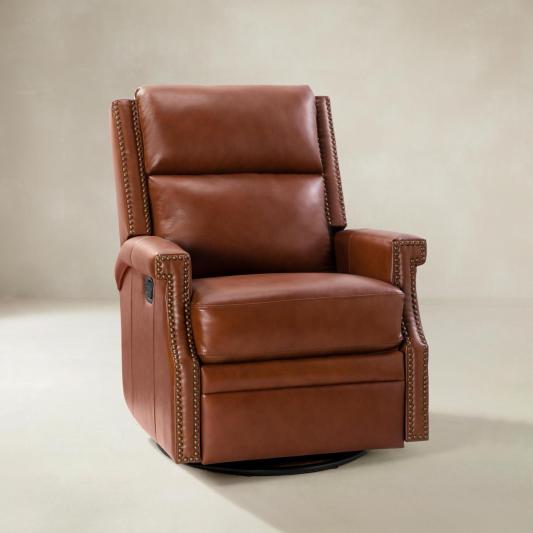 Canace Modern Genuine Leather Manual Glider Rocker Recliner