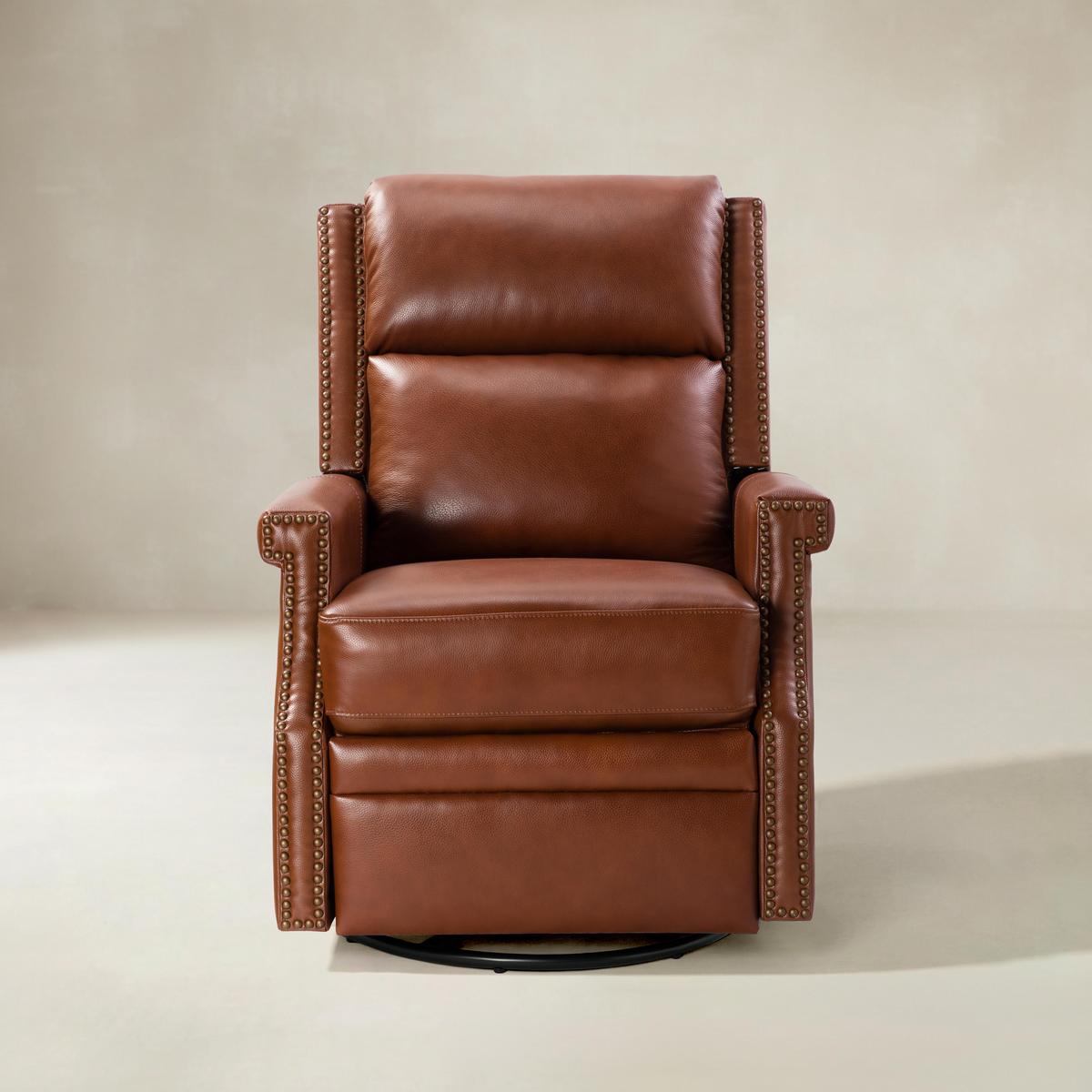 Canace Modern Genuine Leather Manual Glider Rocker Recliner