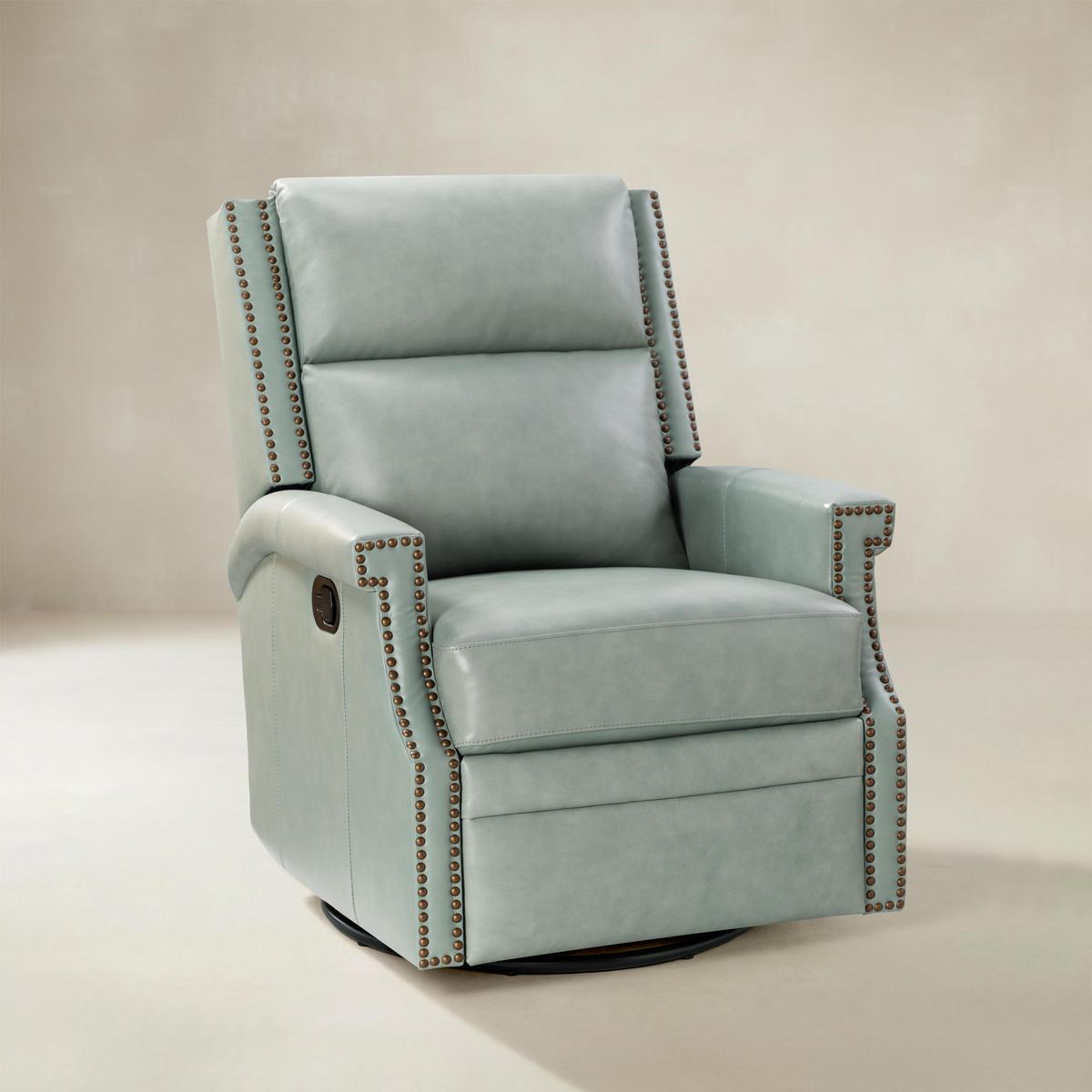 Canace Modern Genuine Leather Manual Glider Rocker Recliner