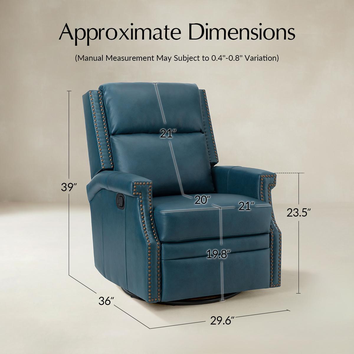 Canace Modern Genuine Leather Manual Glider Rocker Recliner