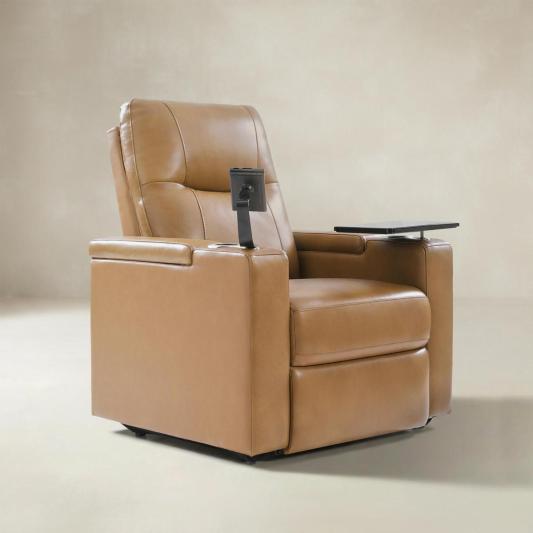Iliana Electric Genuine Leather Recliner with Small Table and Phone Holder