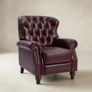 Gabrielle Genuine Leather Living Room Manual Recliner with Nailhead Trim