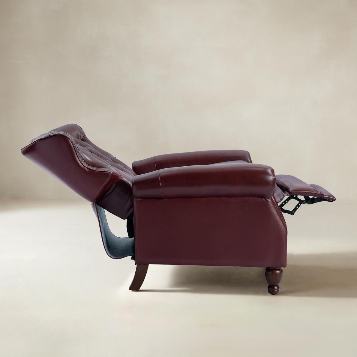 Gabrielle Genuine Leather Living Room Manual Recliner with Nailhead Trim