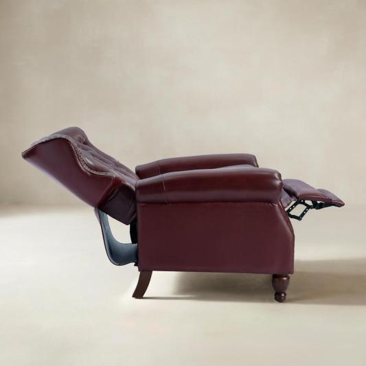 Gabrielle Genuine Leather Living Room Manual Recliner with Nailhead Trim